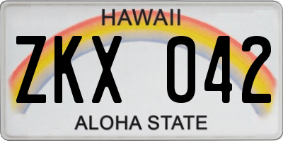 HI license plate ZKX042