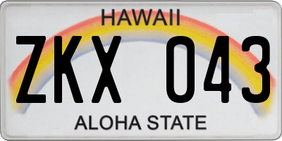 HI license plate ZKX043