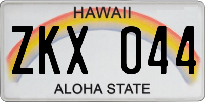 HI license plate ZKX044