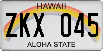 HI license plate ZKX045