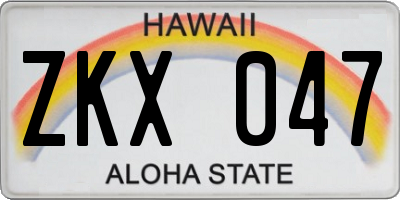 HI license plate ZKX047
