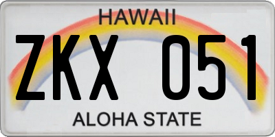 HI license plate ZKX051