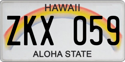 HI license plate ZKX059