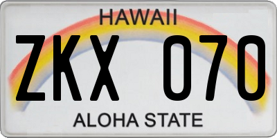 HI license plate ZKX070