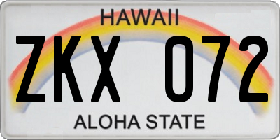 HI license plate ZKX072