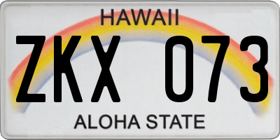 HI license plate ZKX073