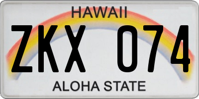 HI license plate ZKX074