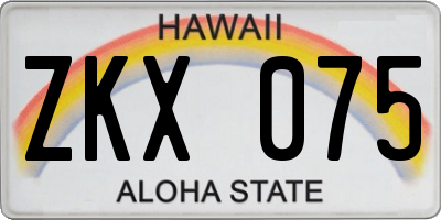 HI license plate ZKX075
