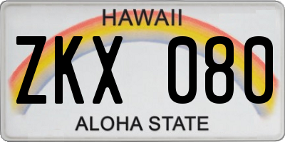 HI license plate ZKX080