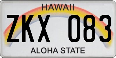 HI license plate ZKX083