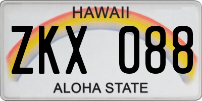 HI license plate ZKX088