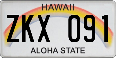 HI license plate ZKX091