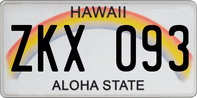HI license plate ZKX093