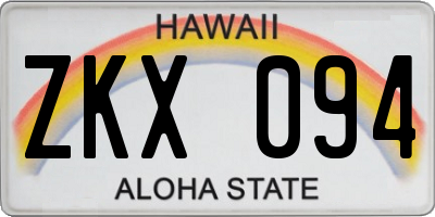 HI license plate ZKX094