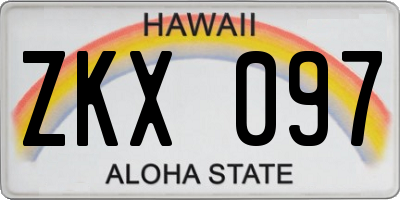 HI license plate ZKX097