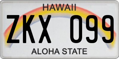 HI license plate ZKX099