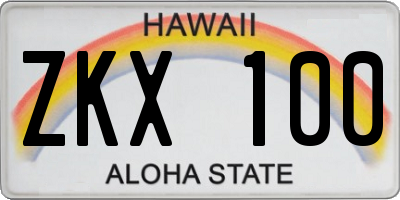 HI license plate ZKX100