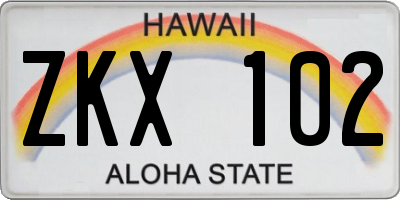HI license plate ZKX102