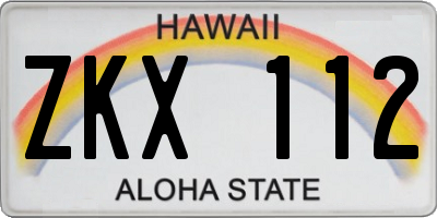 HI license plate ZKX112