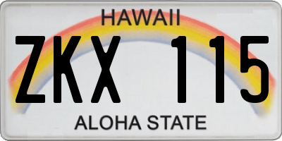 HI license plate ZKX115