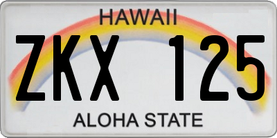 HI license plate ZKX125