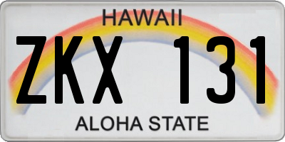 HI license plate ZKX131