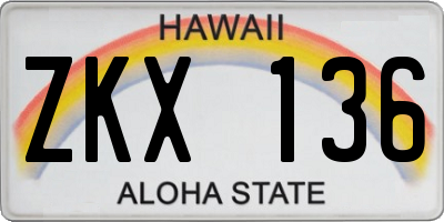 HI license plate ZKX136