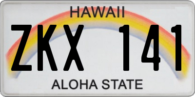 HI license plate ZKX141