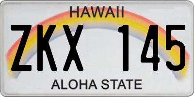 HI license plate ZKX145