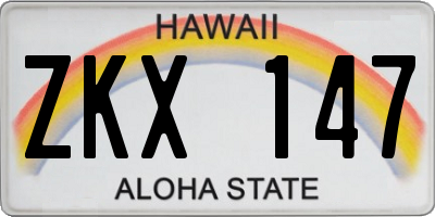 HI license plate ZKX147