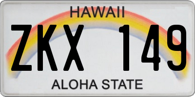 HI license plate ZKX149