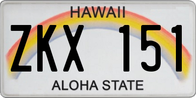 HI license plate ZKX151