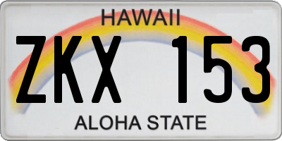 HI license plate ZKX153