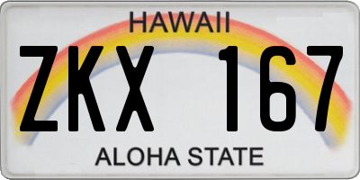 HI license plate ZKX167