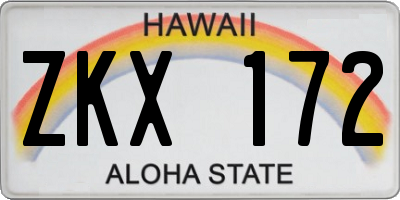 HI license plate ZKX172
