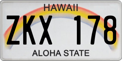 HI license plate ZKX178
