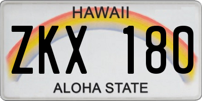 HI license plate ZKX180