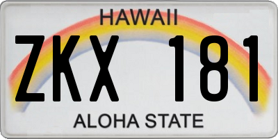 HI license plate ZKX181