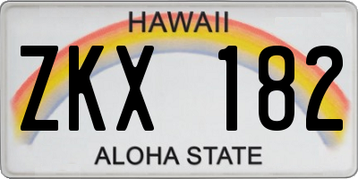 HI license plate ZKX182