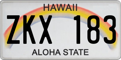 HI license plate ZKX183