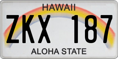 HI license plate ZKX187
