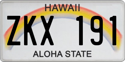 HI license plate ZKX191