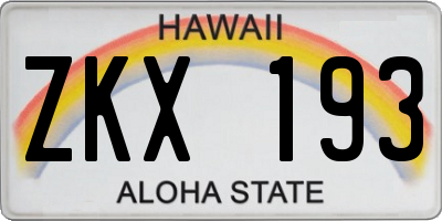 HI license plate ZKX193