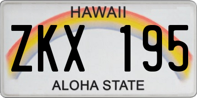 HI license plate ZKX195