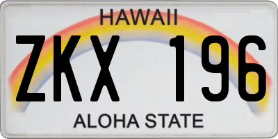 HI license plate ZKX196