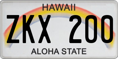 HI license plate ZKX200
