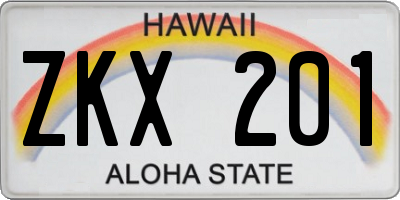 HI license plate ZKX201