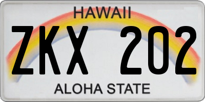 HI license plate ZKX202