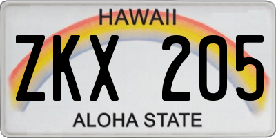 HI license plate ZKX205