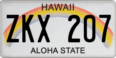 HI license plate ZKX207